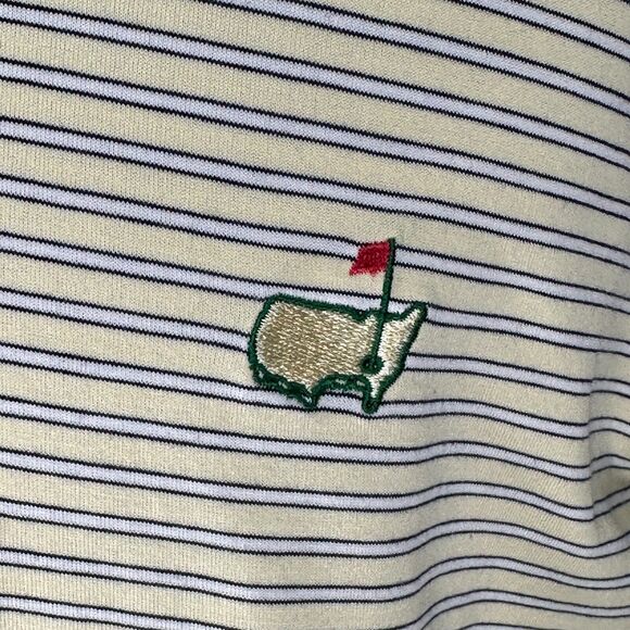 Masters Amen Corner Polo Shirt Men’s XL Yellow Striped 100% Pima Cotton Pullover - Picture 3 of 9